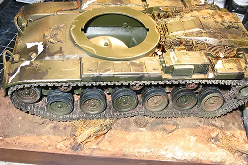 Close-up of the M60 tank model hull from a different angle, showing armor contours and surface detailing.